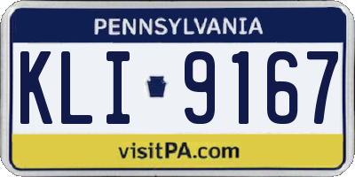 PA license plate KLI9167