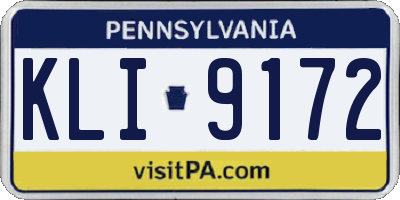PA license plate KLI9172