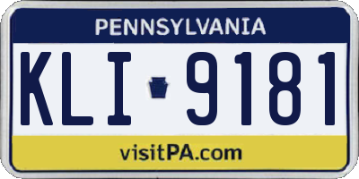PA license plate KLI9181