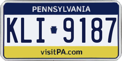 PA license plate KLI9187