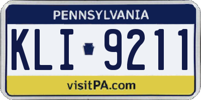 PA license plate KLI9211