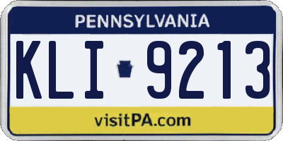 PA license plate KLI9213