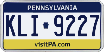 PA license plate KLI9227