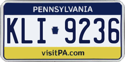 PA license plate KLI9236