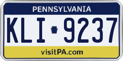 PA license plate KLI9237