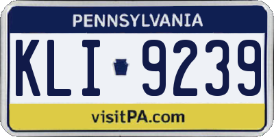 PA license plate KLI9239