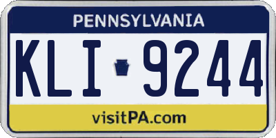 PA license plate KLI9244