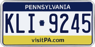 PA license plate KLI9245