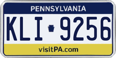 PA license plate KLI9256