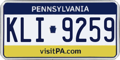PA license plate KLI9259