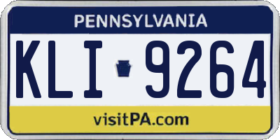 PA license plate KLI9264