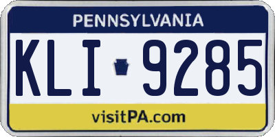 PA license plate KLI9285