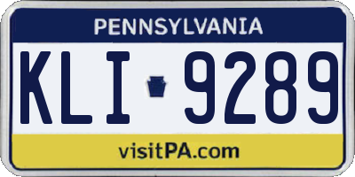 PA license plate KLI9289