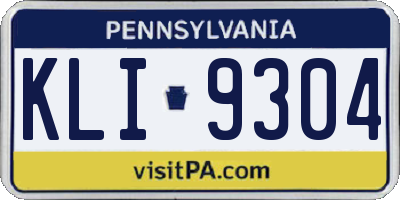 PA license plate KLI9304