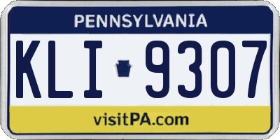 PA license plate KLI9307