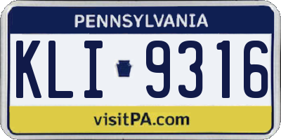 PA license plate KLI9316