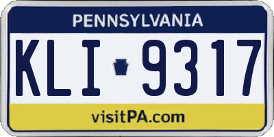 PA license plate KLI9317