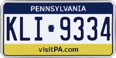 PA license plate KLI9334