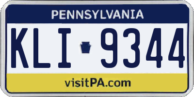 PA license plate KLI9344