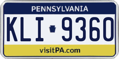 PA license plate KLI9360
