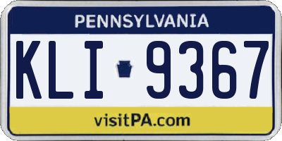 PA license plate KLI9367