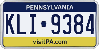 PA license plate KLI9384