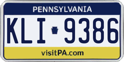 PA license plate KLI9386