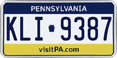 PA license plate KLI9387