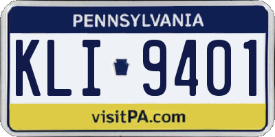 PA license plate KLI9401