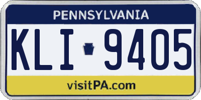 PA license plate KLI9405
