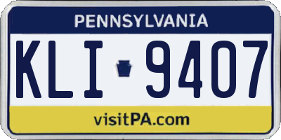 PA license plate KLI9407