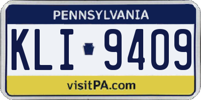 PA license plate KLI9409