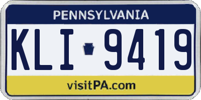 PA license plate KLI9419