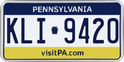 PA license plate KLI9420