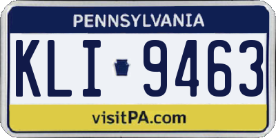 PA license plate KLI9463