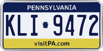 PA license plate KLI9472