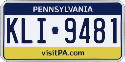 PA license plate KLI9481