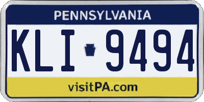 PA license plate KLI9494