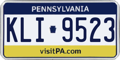 PA license plate KLI9523