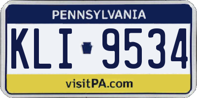 PA license plate KLI9534
