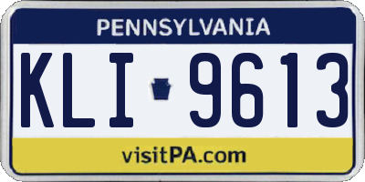 PA license plate KLI9613