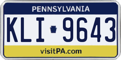 PA license plate KLI9643