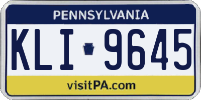 PA license plate KLI9645