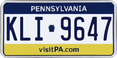 PA license plate KLI9647