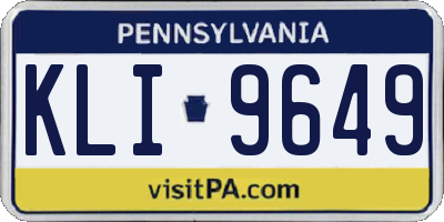 PA license plate KLI9649