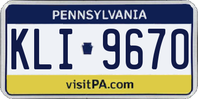 PA license plate KLI9670