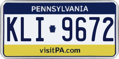 PA license plate KLI9672
