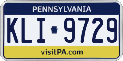 PA license plate KLI9729
