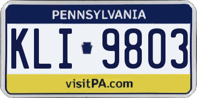 PA license plate KLI9803