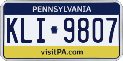 PA license plate KLI9807